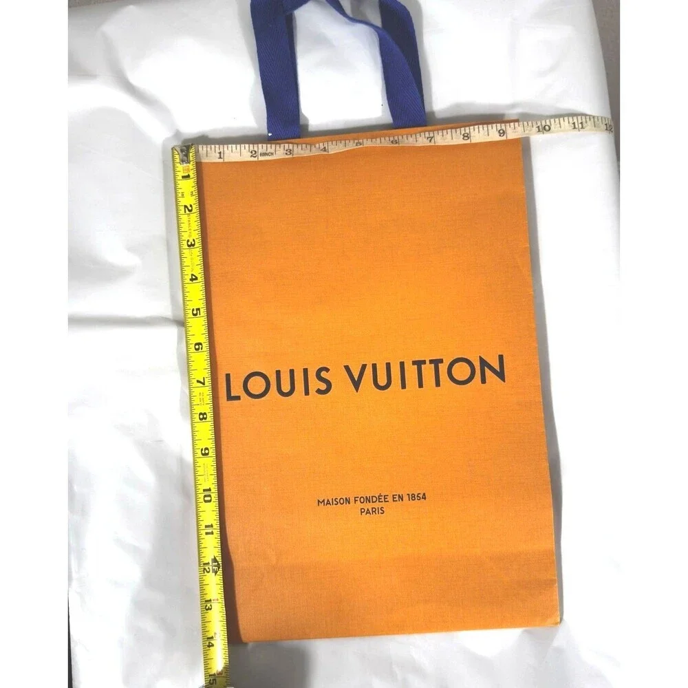 Louis Vuitton Shopping Bag Medium Orange Gift Bag Blue Handles LV